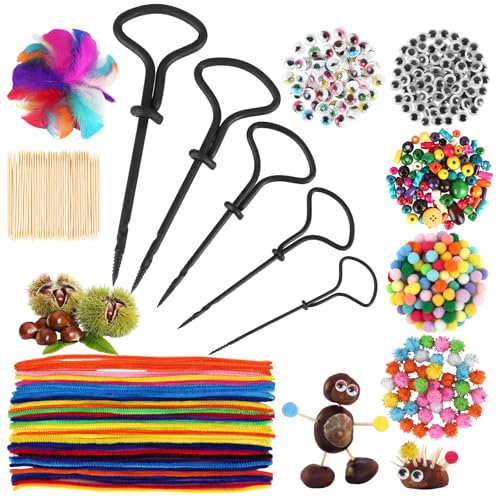 485+ Tlg Kastanienbohrer Kinder, Kastanien Bastelset Kinder, Kastanienbohrer Set, Bastelset Herbst mit Zahnstocher, Federn, Pompons, Plüschstreifen, Holzperlen, Auge, Kastanien Basteln Werkzeug 485+ Tlg Kastanienbohrer Kinder, Kastanien Bastelset Kinder, Kastanienbohrer Set, Bastelset Herbst mit Zahnstocher, Federn, Pompons, Plüschstreifen, Holzperlen, Auge, Kastanien Basteln Werkzeug von Yicenmy