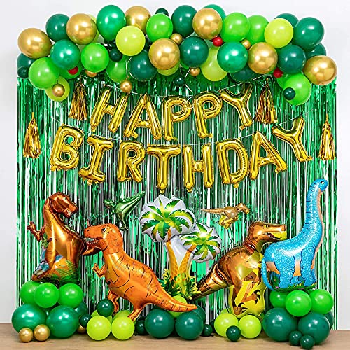 Dino Geburtstag Deko XXL Set, 113 Teile Dino Deko Kindergeburtstag Set, Dschungel Geburtstagsdeko Jungen Mit Großer Dinosaurier Folienballons von Yicoonuo
