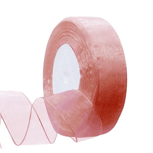 Transparentes Champagner Organzaband, 45m X 2cm Schleifenband Hochzeit, Geschenkband, Chiffon für Handmade DIY, Einladungsdekoration, Bastelband für Party Hochzeitsdekoration von Yicoovey