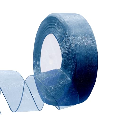 Transparentes Mittelblau Organzaband, 45m X 2cm Schleifenband Hochzeit, Geschenkband, Chiffon für Handmade DIY, Einladungsdekoration, Bastelband für Party Hochzeitsdekoration von Yicoovey