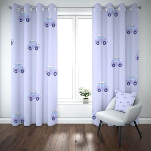 Yidbhsse Cartoon Automuster Verdunkelungsvorhang Gardinen Mit Ösen 2er Set, Auto LKW Thermovorhang Hitzeschutz Blickdicht Vorhang 137x117cm, Lila Kind Blackout Curtain Wohnzimmer von Yidbhsse
