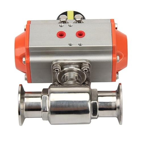 Yieyh 51 mm pneumatischer Sanitär-Kugelhahn aus Edelstahl 304, zweiteilig, mit Tri-Clamp-Zwinge, doppeltwirkender Zylinder-Kugelhahn(T Type) von Yieyh