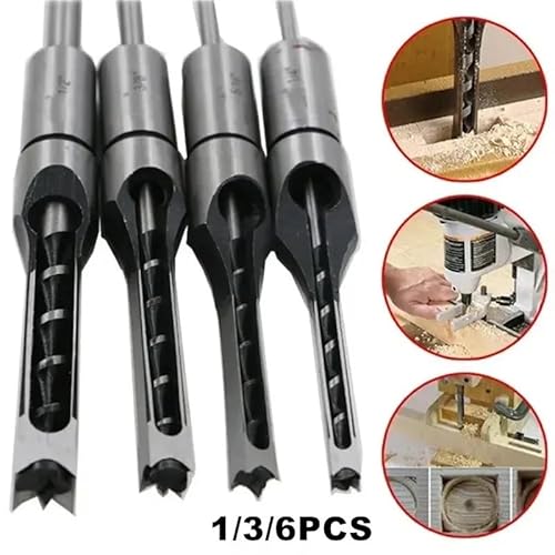 Yieyh 6/8/12,5 mm gedrehter HSS-Vierkantlochbohrer, Schlangenbohrer, Stahl, perfekt for Schnitzen, Heimwerken(3pcs) von Yieyh