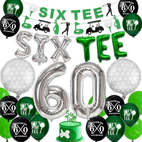 60 Geburtstag Dekorationen, Golf Thema Happy 60th Birthday Party Dekorationen für Männer Luftballons Zahlen Banner Zubehör Geschenke für Ihn von Yifvhn