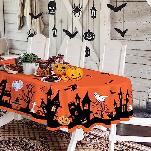 Ovale Halloween-Tischdecke 152,4 x 253,9 cm - Gruseliger Kürbis, Schloss, Hexe - Polyester, Wasserdicht, Knitterfrei, Langlebig - Für Party, Urlaub, Küche Ovale Halloween-Tischdecke 152,4 x 253,9 cm - Gruseliger Kürbis, Schloss, Hexe - Polyester, Wasserdicht, Knitterfrei, Langlebig - Für Party, Urlaub, Küche von Yighty
