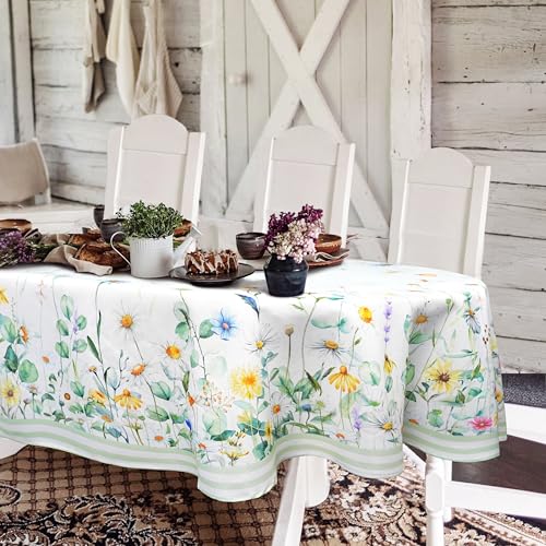 Ovale Tischdecke mit Gänseblümchen-Blumenmuster, Salbeigrün, 137,2 x 183,9 cm, Salbeigrün, wasserdicht, knitterfrei, langlebig, ovale Tischdecke für Küche, Innen- und Außenbereich, Tische, Partys, Ovale Tischdecke mit Gänseblümchen-Blumenmuster, Salbeigrün, 137,2 x 183,9 cm, Salbeigrün, wasserdicht, knitterfrei, langlebig, ovale Tischdecke für Küche, Innen- und Außenbereich, Tische, Partys, von Yighty
