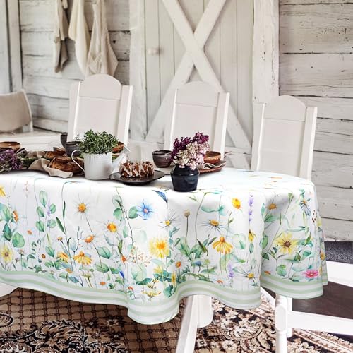 Yighty Ovale Tischdecke mit Gänseblümchen-Blumenmuster, 152,4 x 213, von Yighty