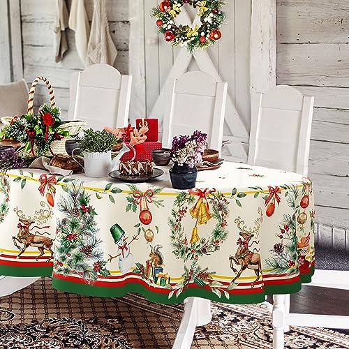 Yighty Ovale Weihnachtstischdecke, Weihnachtsbaum, Elch, Weihnachtsdekoration, Tischdecke, Polyester, wasserdicht und knitterfrei, langlebig, Weihnachtstischdecke für Küche, Winter und Heimdekoration Yighty Ovale Weihnachtstischdecke, Weihnachtsbaum, Elch, Weihnachtsdekoration, Tischdecke, Polyester, wasserdicht und knitterfrei, langlebig, Weihnachtstischdecke für Küche, Winter und Heimdekoration von Yighty