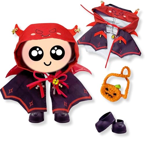 17cm Puppen Kleidung Set für Monster Plüsch, Kinder DIY Monster Keychain Doll Kostüm mit Zubehör（Hut, Kürbis Tasche,Schuhe für Geschenke,Halloween,Karneval,Weihnachten(Generation 1/2/3) Schwarz von Yigoo