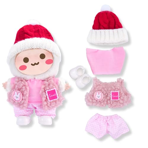 17cm Puppen Kleidung Set für Monster Plüsch, Kinder DIY Monster Keychain Doll Kostüm mit Zubehör（Hut, Outfit,Schuhe für Geschenke,Halloween,Karneval,Weihnachten(Generation 1/2/3) Schwarz von Yigoo