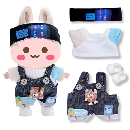 17cm Puppen Kleidung Set für Monster Plüsch, Kinder DIY Monster Keychain Doll Kostüm mit Zubehör（Hut, Outfit,Schuhe für Geschenke,Halloween,Karneval,Weihnachten(Generation 1/2/3) Schwarz von Yigoo