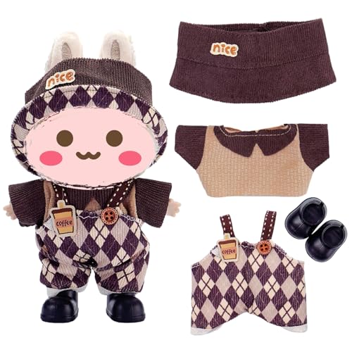17cm Puppen Kleidung Set für Monster Plüsch, Kinder DIY Monster Keychain Doll Kostüm mit Zubehör（Hut, Outfit,Schuhe für Geschenke,Halloween,Karneval,Weihnachten(Generation 1/2/3) Schwarz von Yigoo