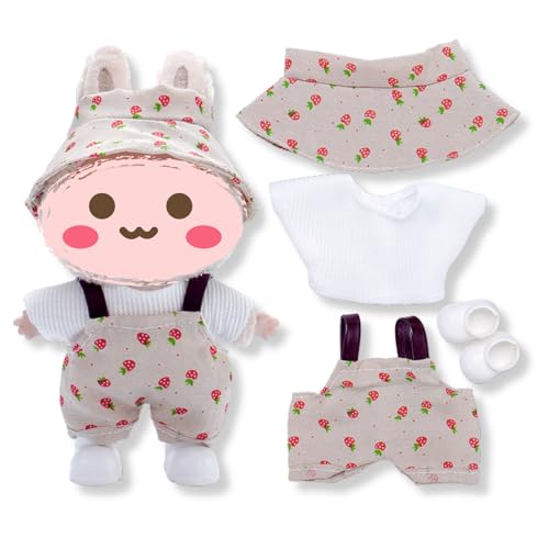 17cm Puppen Kleidung Set für Monster Plüsch, Kinder DIY Monster Keychain Doll Kostüm mit Zubehör（Hut, Outfit,Schuhe für Geschenke,Halloween,Karneval,Weihnachten(Generation 1/2/3) Schwarz von Yigoo