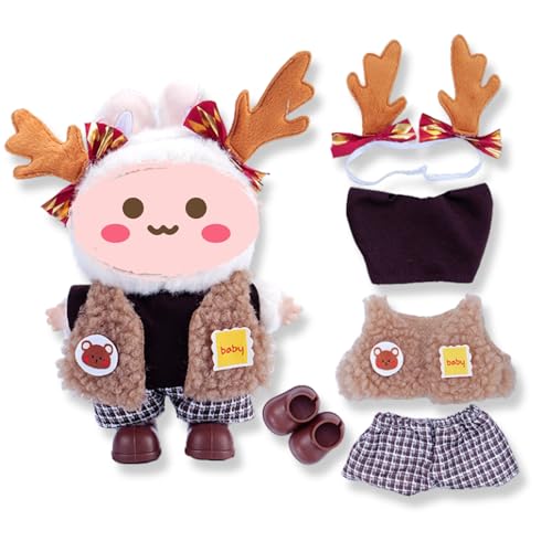 17cm Puppen Kleidung Set für Monster Plüsch, Kinder DIY Monster Keychain Doll Kostüm mit Zubehör（Schals,Hut,Outfit,Schuhe für Geschenke,Halloween,Karneval,Weihnachten(Generation 1/2/3) A2 von Yigoo