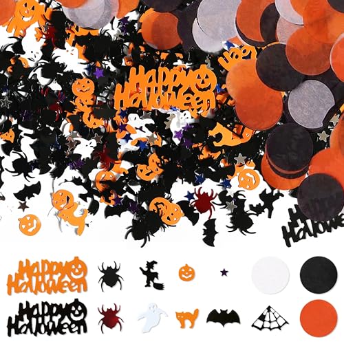 YiiHHooN Halloween Party Confetti, 85 Gramm Halloween Deko Konfetti, Halloween Streudeko Tischdeko Hexen Kürbisse Sterne Geist Spinnen Fledermaus Konfetti für Party Dekorationen von YiiHHooN