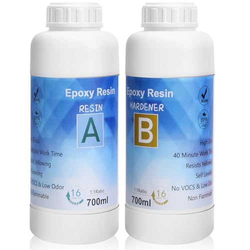 Epoxidharz Set, Epoxidharz mit Härte,Klares Selbstnivellierendes Blasenfreies Epoxy Resin, 1:1 Mischung Epoxidharz mit Härter für Schmuck, Formen, Wohnkultur, Untersetzer, Ornamente (1400ml) von Yiierr