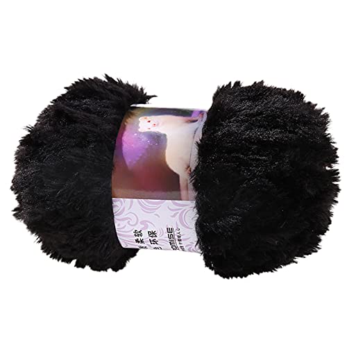 Yiifunglong 50g/Rolle Imitation Nerz Wollfaden Handgewebt Imitation Pelz Wollfaden, Nerz Wollschal Dicker Wollfaden Pelzfaden, Plüsch Wolle Hautfreundliches Häkelgarn Black von Yiifunglong