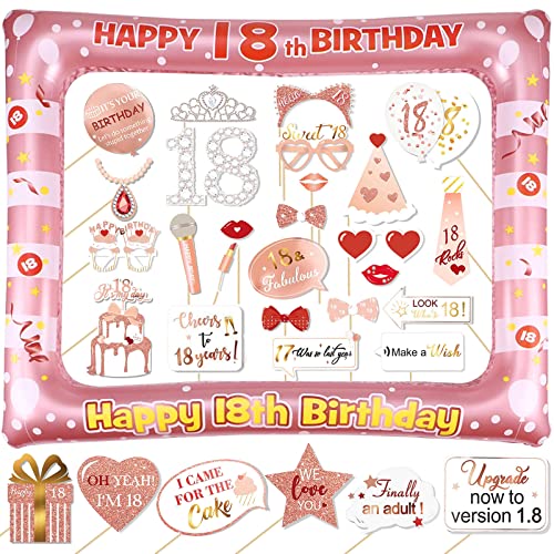 18 Geubrtstag Fotobox Accessoires 35 Stück Foto Requisiten und 1 Stück Aufblasbarer Fotorahmen Deko 18. Geburtstag Mädchen Geburtstagsdeko Rosegold Fotorequisiten 18 Geubrtstag Fotobox Accessoires 35 Stück Foto Requisiten und 1 Stück Aufblasbarer Fotorahmen Deko 18. Geburtstag Mädchen Geburtstagsdeko Rosegold Fotorequisiten von YiiiGoood