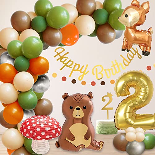 2. Geburtstag Waldtiere Geburtstagsdeko HAPPY BIRTHDAY Girlande Luftballons Tortendeko Folienballon 2 Waldtiere Bär Pilz Lampion Wild Two Geburtstag Deko 2 Jahr Junge Mädchen Kindergeburtstag Deko von YiiiGoood