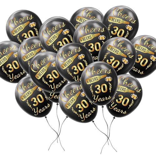 30. Geburtstag Luftballons 20 Stk. Latex Ballons Geburtstag Dekoration Geburtstagsdeko Deko Mann Retro Party Schwarz von YiiiGoood