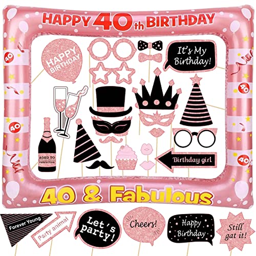 40. Geburtstag Foto Requisiten 30 Stück Fotobox Accessoires und 1 Stück Photo Frame Aufblasbar Fotorequisiten 40 Geburtstag Party Deko 40. Geburtstag Foto Requisiten 30 Stück Fotobox Accessoires und 1 Stück Photo Frame Aufblasbar Fotorequisiten 40 Geburtstag Party Deko von YiiiGoood