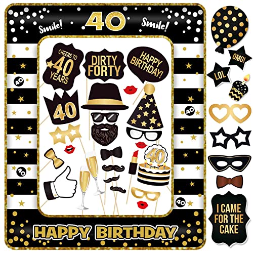 40. Geburtstag Foto Requisiten 34 Stück Fotobox Accessoires und 1 Stück Photo Frame Aufblasbar Fotorequisiten 40 Geburtstag Party Deko 40. Geburtstag Foto Requisiten 34 Stück Fotobox Accessoires und 1 Stück Photo Frame Aufblasbar Fotorequisiten 40 Geburtstag Party Deko von YiiiGoood