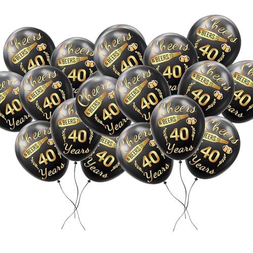 40. Geburtstag Luftballons 20 Stk. Latex Ballons Geburtstag Dekoration Geburtstagsdeko Deko Mann Retro Party Schwarz… von YiiiGoood