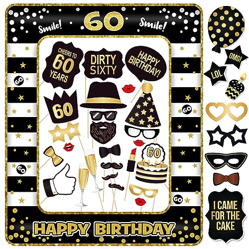 60 Geburtstag Photo Booth 34 Stück Fotorequisiten und 1 Stück Bilderrahmen Aufblasbar Deko 60. Geburtstag Frau Mann Foto Requisiten Geschenke 60 Geburtstag Photo Booth 34 Stück Fotorequisiten und 1 Stück Bilderrahmen Aufblasbar Deko 60. Geburtstag Frau Mann Foto Requisiten Geschenke von YiiiGoood