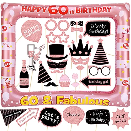60. Geburtstag Photo Booth 30 Stück Fotorequisiten und 1 Stück Aufblasbarer Fotorahmen Geschenke zum 60 Geburtstag Frau Foto Requisiten Deko Geburtstagsdeko Rosegold 60. Geburtstag Photo Booth 30 Stück Fotorequisiten und 1 Stück Aufblasbarer Fotorahmen Geschenke zum 60 Geburtstag Frau Foto Requisiten Deko Geburtstagsdeko Rosegold von YiiiGoood