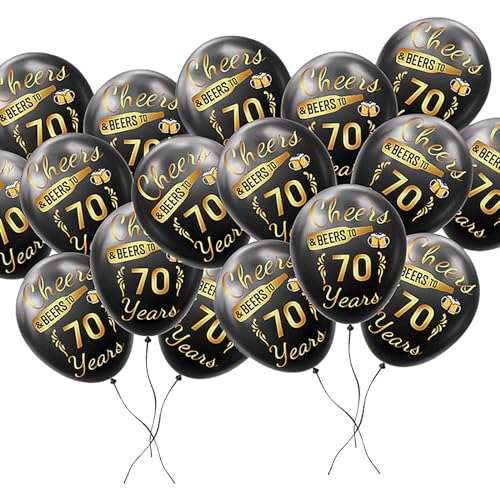 70. Geburtstag Luftballons 20 Stk. Latex Ballons 40th Geburtstag Dekoration Geburtstagsdeko Deko 70 Geburtstag Mann Retro Party Schwarz von YiiiGoood