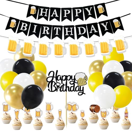 Bier Geburtstag Deko HAPPY BIRTHDAY Banner Weizen Bier Girlande Kuchendeko Tortenaufsatz Luftballons Geburtstagsset Latexballon Dekoration für Männer Bier Geburtstag Deko HAPPY BIRTHDAY Banner Weizen Bier Girlande Kuchendeko Tortenaufsatz Luftballons Geburtstagsset Latexballon Dekoration für Männer von YiiiGoood