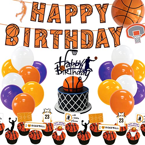Geburtstagsdeko Basketball Geburtstag Deko HAPPY BIRTHDAY Girlande Luftballons Tortendeko Cake Toppers Basketball Folie Ballon Dekoration Kindergeburtstag Jungen von YiiiGoood