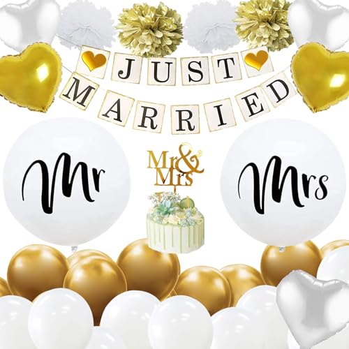 Mr & Mrs Deko Hochzeit Große Runde Ballons 47 Stk. Hochzeitsdeko Vintage Just Married Deko Weiße Luftballons Herz Kuchendeko Goldene Hochzeitsballon Mr & Mrs Deko Hochzeit Große Runde Ballons 47 Stk. Hochzeitsdeko Vintage Just Married Deko Weiße Luftballons Herz Kuchendeko Goldene Hochzeitsballon von YiiiGoood