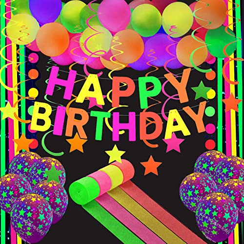 Neon Party Schwarzlicht Deko Geburtstag Neon Luftballons Partyzubehör Leuchtend Geburtstagsdeko UV Schwarzlicht Reaktive HAPPY BIRTHDAY Girlande Leuchtband Krepppapier Neonfarben Leuchtende Ballons Neon Party Schwarzlicht Deko Geburtstag Neon Luftballons Partyzubehör Leuchtend Geburtstagsdeko UV Schwarzlicht Reaktive HAPPY BIRTHDAY Girlande Leuchtband Krepppapier Neonfarben Leuchtende Ballons von YiiiGoood