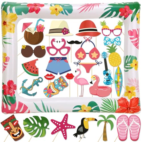 Sommer Fotobox Accessoires Aufblasbarer Fotorahmen Hawaii Foto Requisiten Set Luau Party Supplies Photo Booth von YiiiGoood