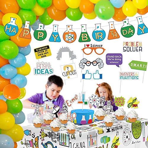 Wissenschaft Dekoration Geburtstag Girlande Experimente Cake Topper Wissenschaftler Fotobox Kindergeburtstag Deko Luftballons Wissenschaftliche Party Tischdecken Chemie Supplies von YiiiGoood