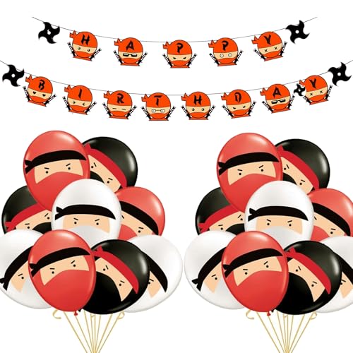 Ninja Geburtstag Deko Ninja Geburtstagsdeko HAPPY BIRTHDAY Banner Shuriken Luftballons Geburtstagsparty Dekorationen für Kindergeburtstag Junge von YiiiGoood