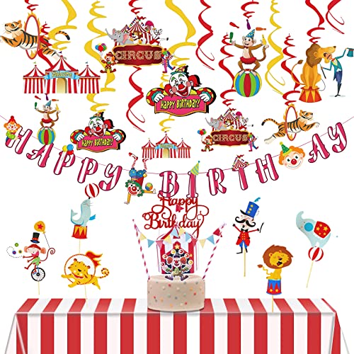 Zirkus Geburtstag Deko Kindergeburtstag Banner HAPPY BIRTHDAY Kuchendeko Deckenhänger Tischdecke Rot von YiiiGoood