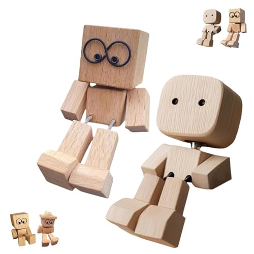 Yiijode Wackelnder holzmann, Charmante kleine Holzfigur, Wackelfigur Auto Holzfiguren, Auto Zubehör Innenraum, schüttelmann aus Holz, charmante kleine holzfigur, kreative Geschenke (A+B) von Yiijode