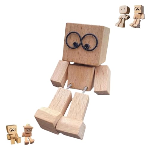 Yiijode Wackelnder holzmann, Charmante kleine Holzfigur, Wackelfigur Auto Holzfiguren, Auto Zubehör Innenraum, schüttelmann aus Holz, charmante kleine holzfigur, kreative Geschenke (B) von Yiijode