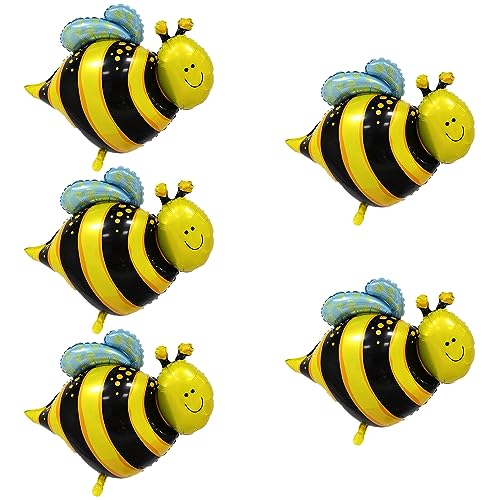 5 Stück Bienen Folienballons Große Honigbiene Mylar Luftballon Bee Foil Balloons Rückseite Ornament für Baby Shower Deko Kinder Geburtstagsparty Hochzeiten Kindergarten Dekoration Supplies von Yijunmca