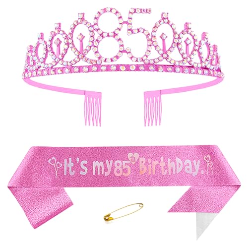 85. Geburtstags Krone und Schärpe für Damen Kristall Queen Tiara Princess Crown Rosa Birthday Schärpe 85th Geburtstagskrone Frau Geburtstagsschärpe Frauen Geburtstag Dekoration Geburtstagsgeschenk 85. Geburtstags Krone und Schärpe für Damen Kristall Queen Tiara Princess Crown Rosa Birthday Schärpe 85th Geburtstagskrone Frau Geburtstagsschärpe Frauen Geburtstag Dekoration Geburtstagsgeschenk von Yijunmca