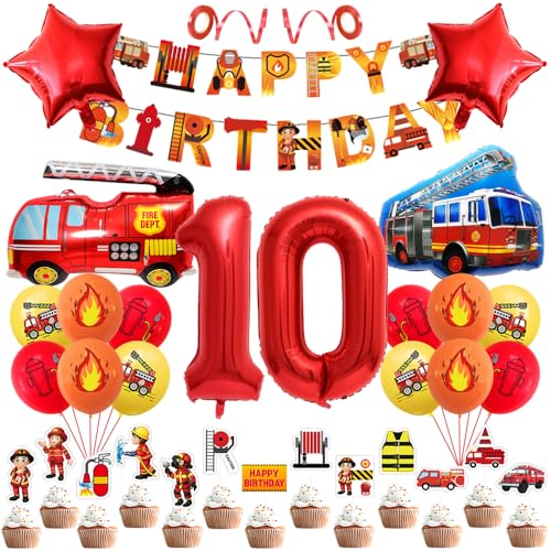 Geburtstagsdeko 10 Jahre Jungen Mädchen Feuerwehr Geburtstag Dekoration 10th Kindergeburtstag Deko Birthday Banner Feuerwehrwagen Folienballon Luftballons Feuerwehrauto Kuchendeko für Party Supplies Geburtstagsdeko 10 Jahre Jungen Mädchen Feuerwehr Geburtstag Dekoration 10th Kindergeburtstag Deko Birthday Banner Feuerwehrwagen Folienballon Luftballons Feuerwehrauto Kuchendeko für Party Supplies von Yijunmca