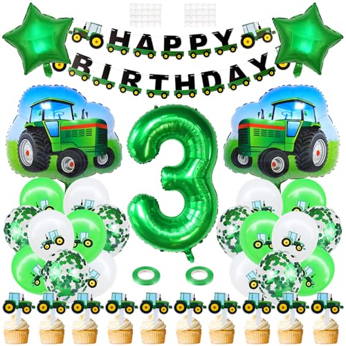 Geburtstagsdeko 3 Jahre Jungen Traktor Geburtstag Dekoration 3th Kindergeburtstag Deko Grün Traktor Banner Folienballon Konfetti Luftballons Kuchendeko für Jungen Mädchen Birthday Party Dekorationen Geburtstagsdeko 3 Jahre Jungen Traktor Geburtstag Dekoration 3th Kindergeburtstag Deko Grün Traktor Banner Folienballon Konfetti Luftballons Kuchendeko für Jungen Mädchen Birthday Party Dekorationen von Yijunmca