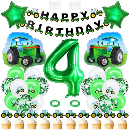 Geburtstagsdeko 4 Jahre Jungen Traktor Geburtstag Dekoration 4th Kindergeburtstag Deko Grün Traktor Banner Folienballon Konfetti Luftballons Kuchendeko für Jungen Mädchen Birthday Party Dekorationen Geburtstagsdeko 4 Jahre Jungen Traktor Geburtstag Dekoration 4th Kindergeburtstag Deko Grün Traktor Banner Folienballon Konfetti Luftballons Kuchendeko für Jungen Mädchen Birthday Party Dekorationen von Yijunmca