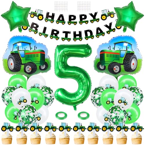 Geburtstagsdeko 5 Jahre Jungen Traktor Geburtstag Dekoration 5th Kindergeburtstag Deko Grün Traktor Banner Folienballon Konfetti Luftballons Kuchendeko für Jungen Mädchen Birthday Party Dekorationen Geburtstagsdeko 5 Jahre Jungen Traktor Geburtstag Dekoration 5th Kindergeburtstag Deko Grün Traktor Banner Folienballon Konfetti Luftballons Kuchendeko für Jungen Mädchen Birthday Party Dekorationen von Yijunmca