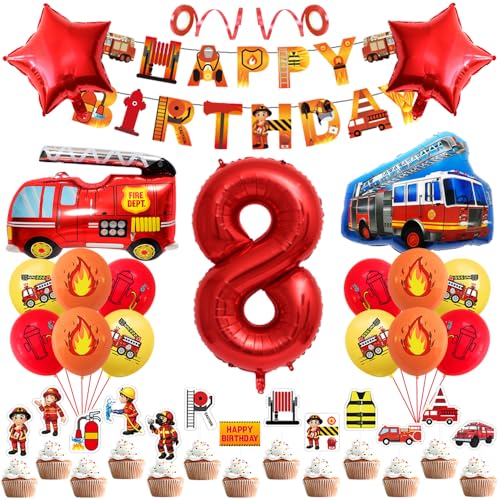 Geburtstagsdeko 8 Jahre Jungen Mädchen Feuerwehr Geburtstag Dekoration 8th Kindergeburtstag Deko Birthday Banner Feuerwehrwagen Folienballon Luftballons Feuerwehrauto Kuchendeko für Party Supplies Geburtstagsdeko 8 Jahre Jungen Mädchen Feuerwehr Geburtstag Dekoration 8th Kindergeburtstag Deko Birthday Banner Feuerwehrwagen Folienballon Luftballons Feuerwehrauto Kuchendeko für Party Supplies von Yijunmca