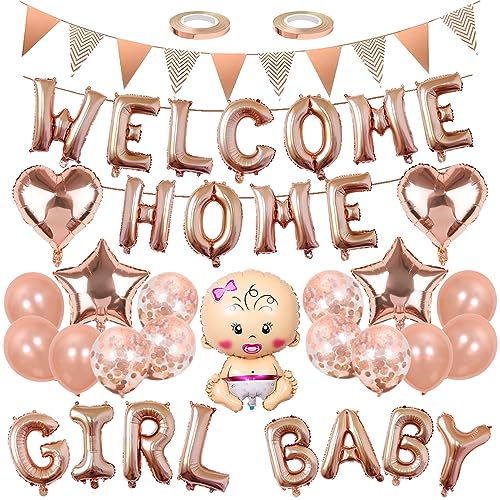 Welcome Home Banner Baby Girl Ballon Girlande Herz Stern Folienballon Roségold Pailletten Luftballons Willkommen Zuhause Mädchen Figuren Heliumballon Set für Babyparty Familie Partei Dekoration Welcome Home Banner Baby Girl Ballon Girlande Herz Stern Folienballon Roségold Pailletten Luftballons Willkommen Zuhause Mädchen Figuren Heliumballon Set für Babyparty Familie Partei Dekoration von Yijunmca