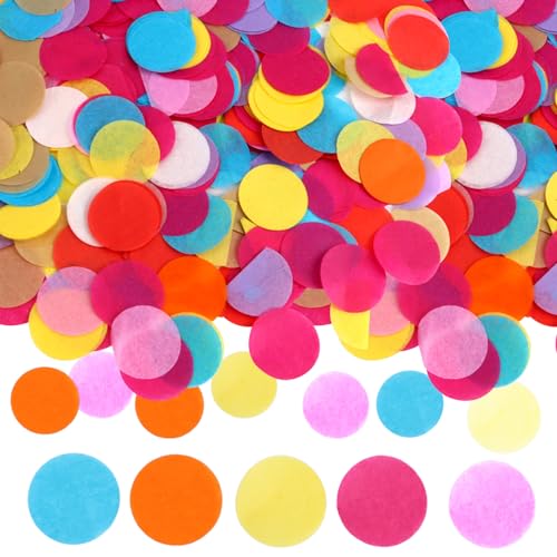10000 Stück Konfetti Groß,Konfetti Bunt 2.5 cm Geburtstag Mehrfarbig Runde Streudeko Papier für Geschenkbox Dekoration Hochzeit Taufe(100g) von YiliYa