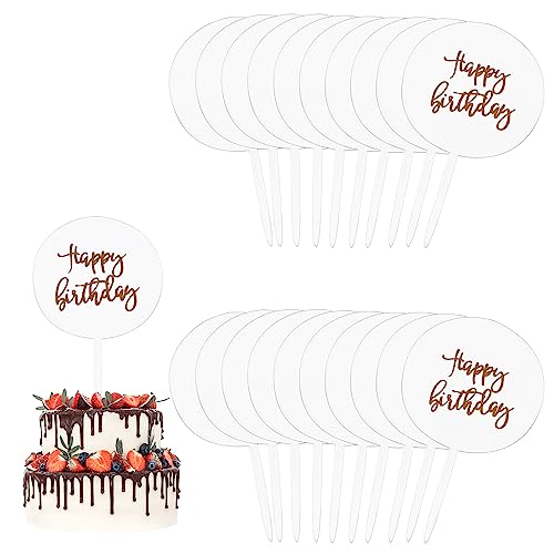 20 Stück Cake Topper,Acryl Kuchen Topper Rund Cupcake Topper DIY Acryl Torten Topper für Personalisiert Geburtstag Kuchendeko von YiliYa